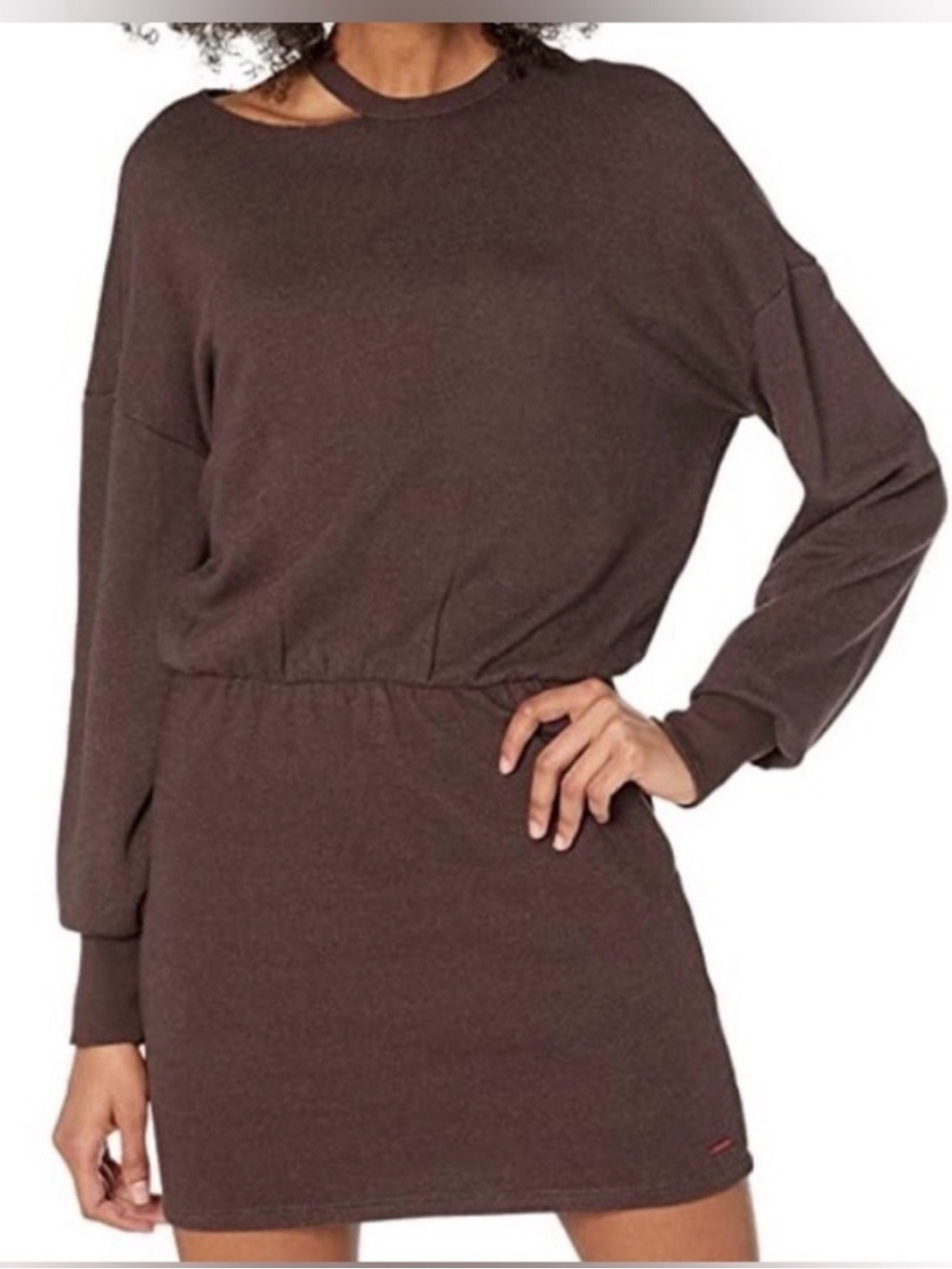 n:PHILANTHROPY Alexandria Brown Long-Sleeve Sweatshirt Mini Dress Medium
